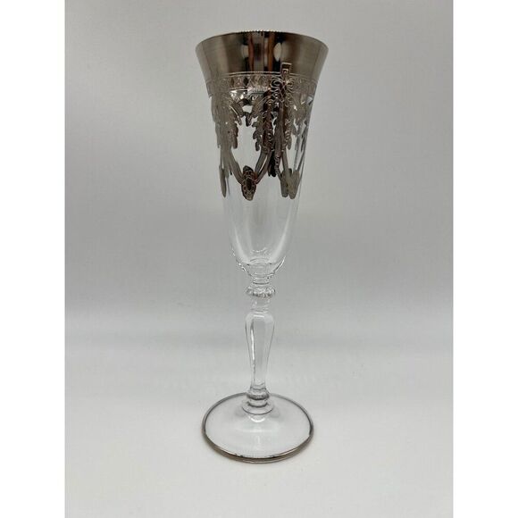 Allegro Platinum Overlay Flute Champagne Glass - Picture 1 of 3